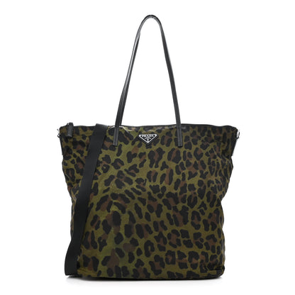Prada Tessuto Nylon Stampato Saffiano Tote Militare 1 of 12