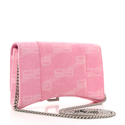 Balenciaga Denim XS Hourglass Wallet On Chain Pink 2 of 9