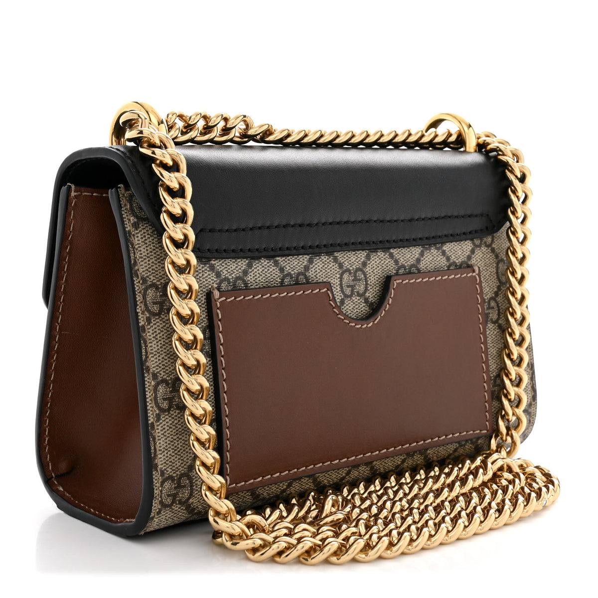 Gucci GG Supreme Monogram Calfskin Small Padlock Shoulder Bag Beige Black Cuir 3 of 14