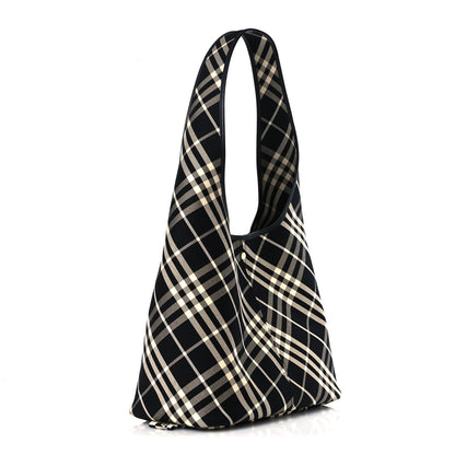 Burberry Canvas Check Large Shoulder Bag Black Calico 4 of 13