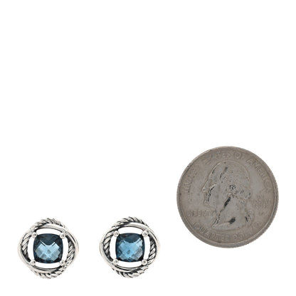 David Yurman Sterling Silver Hampton Blue Topaz 7mm Infinity Earrings 2 of 4