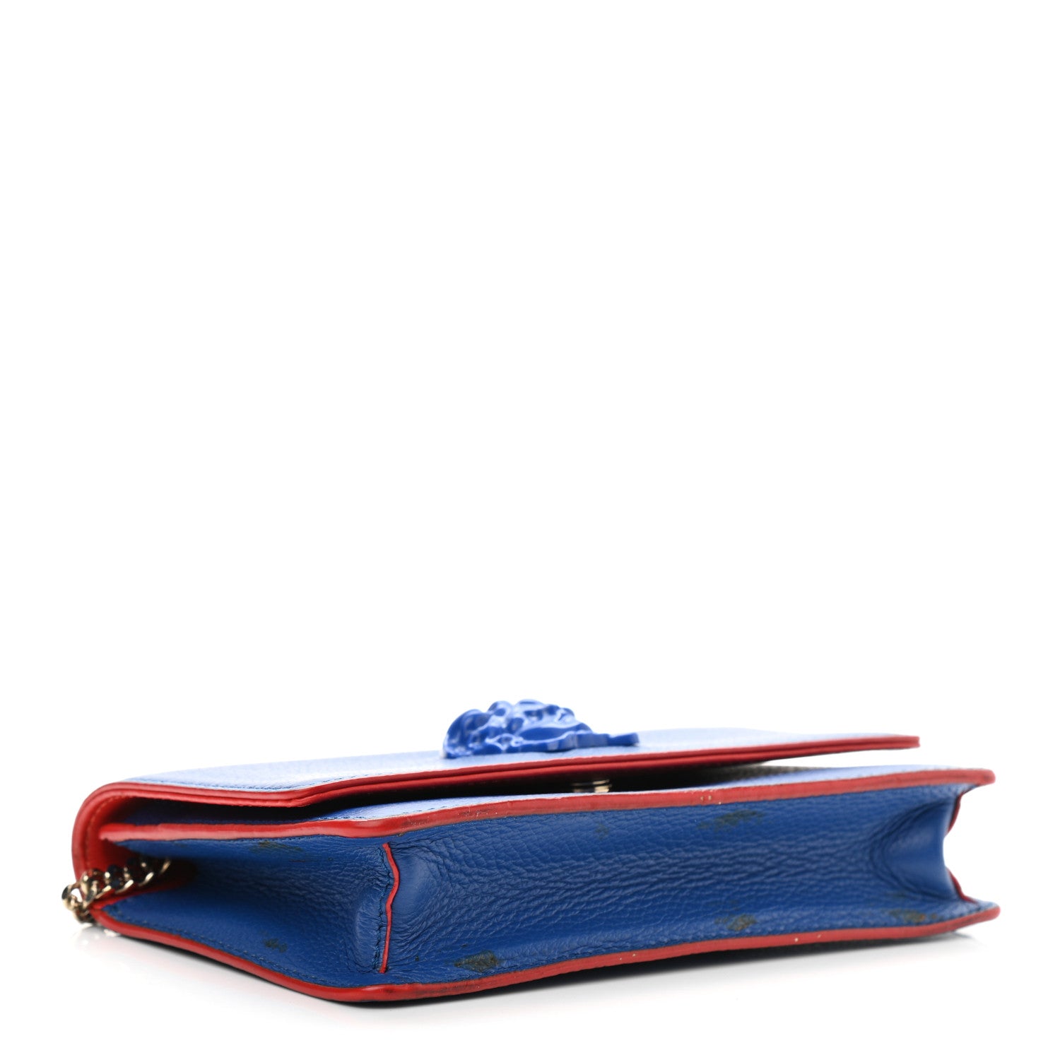 Versace Grained Calfskin Palazzo Chain Evening Bag Blue 4 of 15