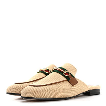 Gucci Canvas Vintage Charlotte Web Princetown Slippers 38 Sand Cuir 4 of 10