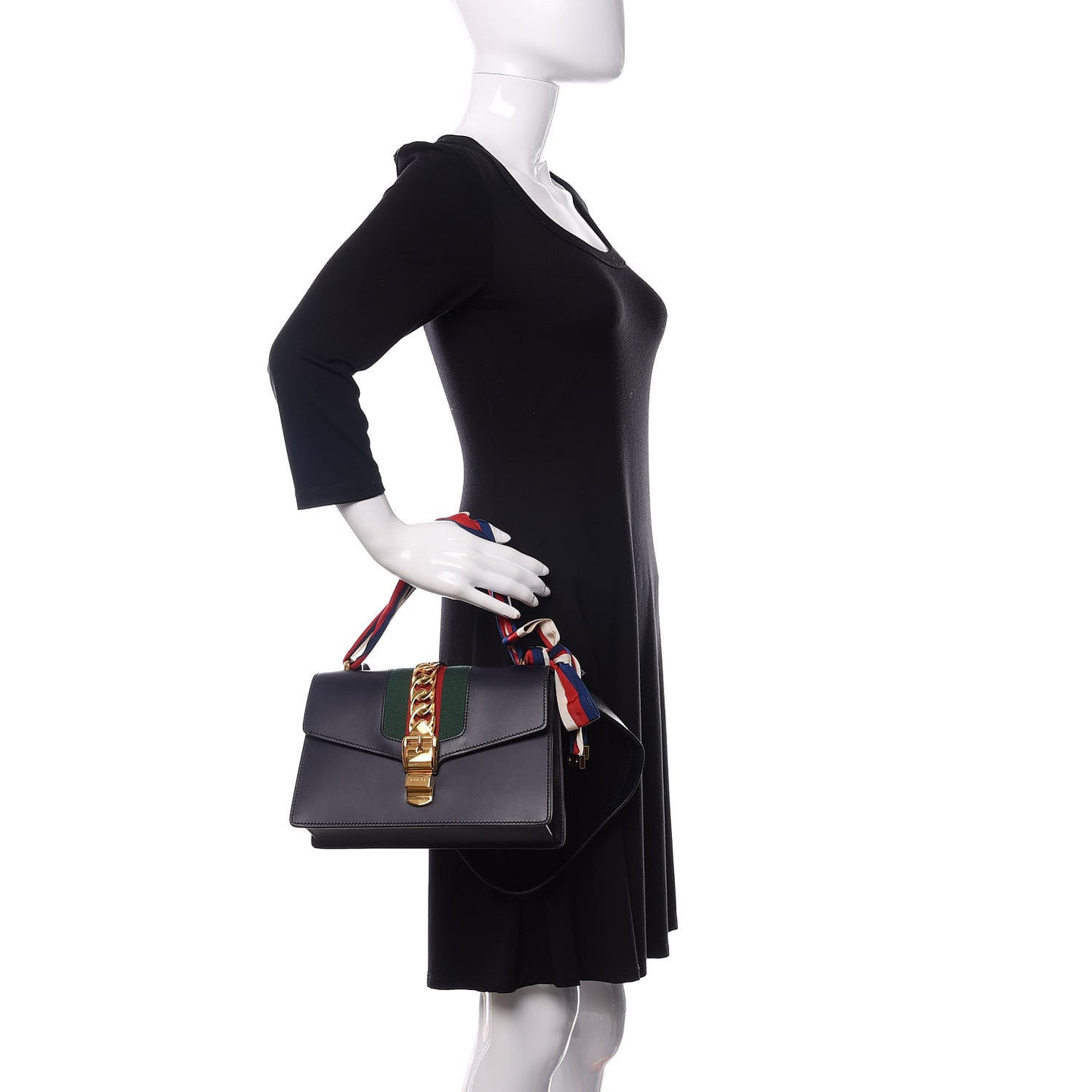 Calfskin Small Sylvie Shoulder Bag Black