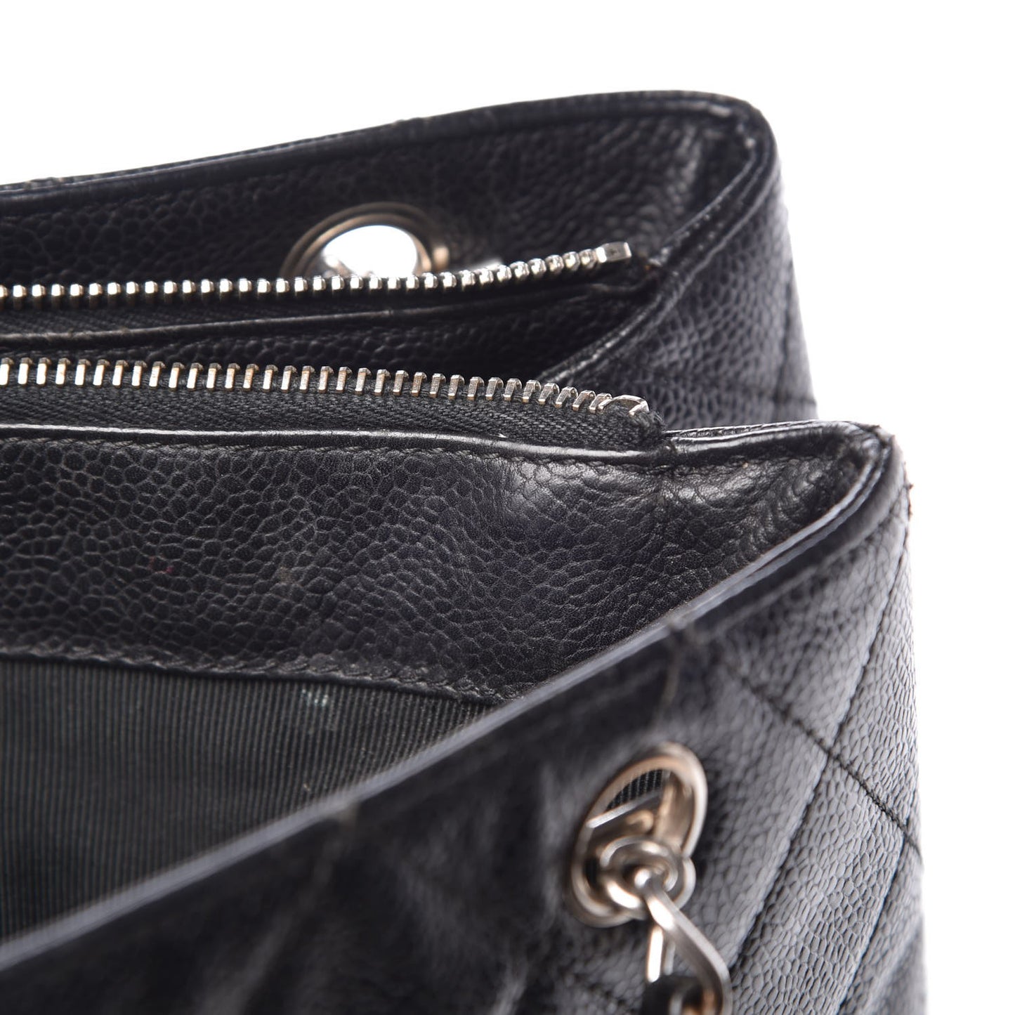 Caviar Quilted Flap Shoulder Bag Black