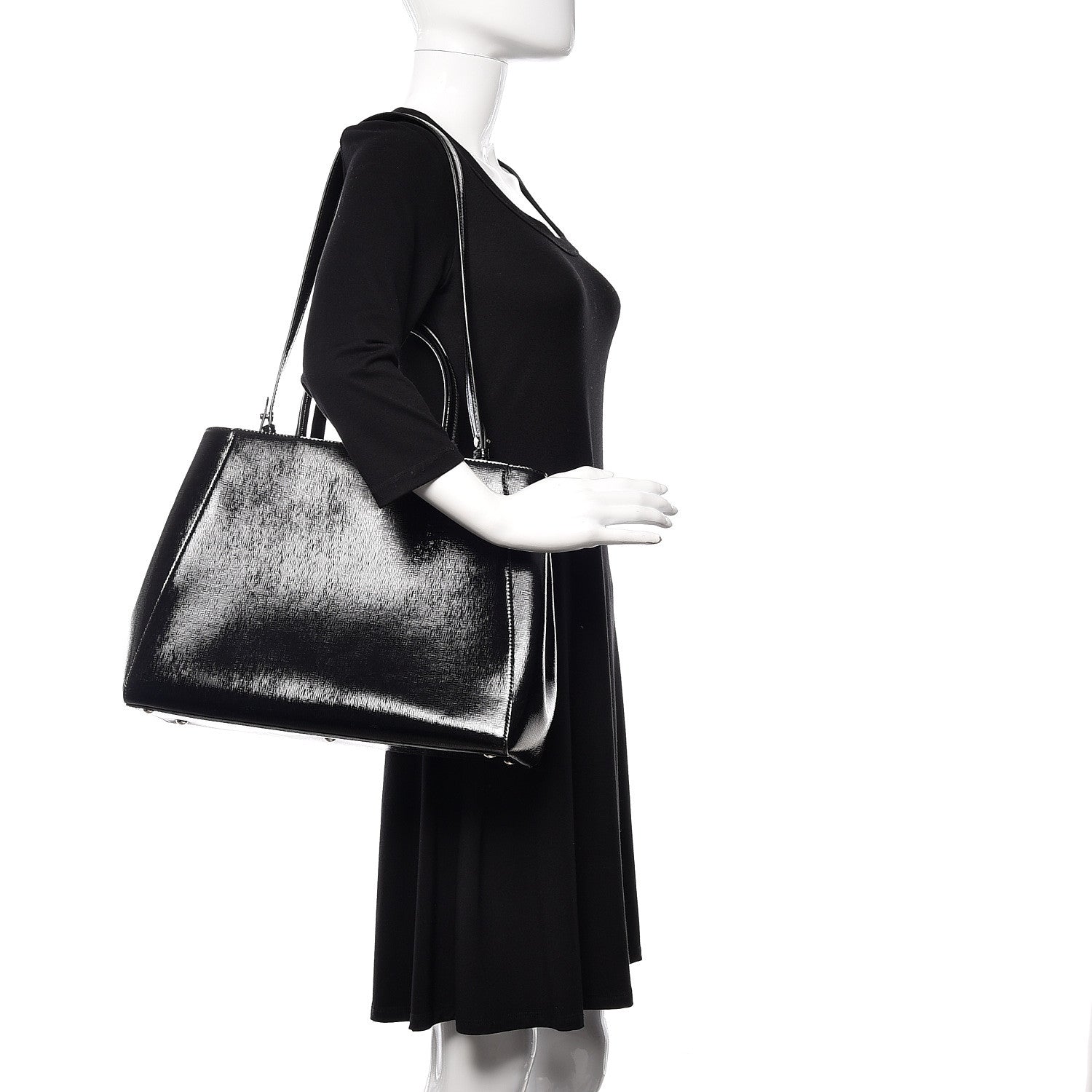 Fendi Patent Vitello Elite Regular 2Jours Tote Black 2 of 11
