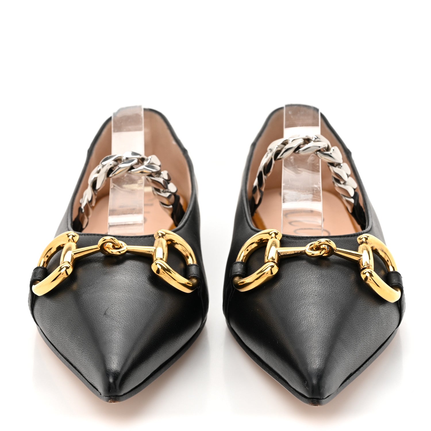 Gucci Nappa Lumiere Deva Horsebit Chain Embellished Flats 40.5 Black 2 of 11