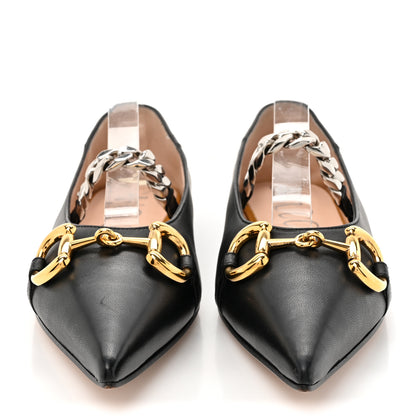 Gucci Nappa Lumiere Deva Horsebit Chain Embellished Flats 40.5 Black 2 of 11