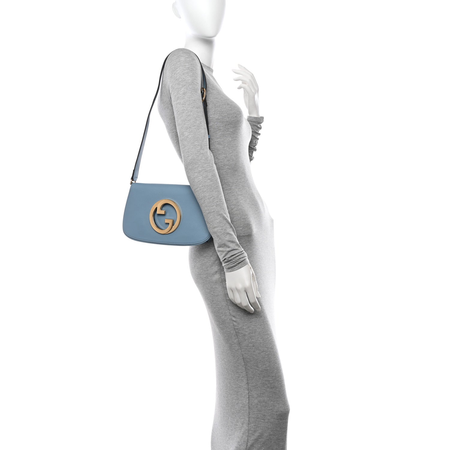 Gucci Roxy Calfskin Blondie Chain Shoulder Flap Bag Cloudy Blue 2 of 12