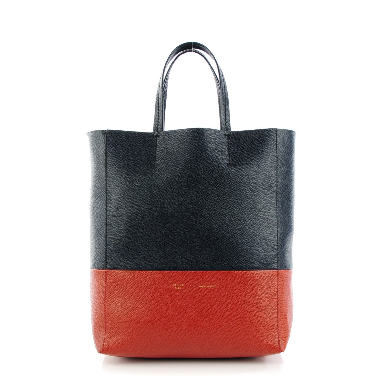 Celine Grained Calfskin Small Vertical Bi-Cabas Navy Red Ochre 1 of 10