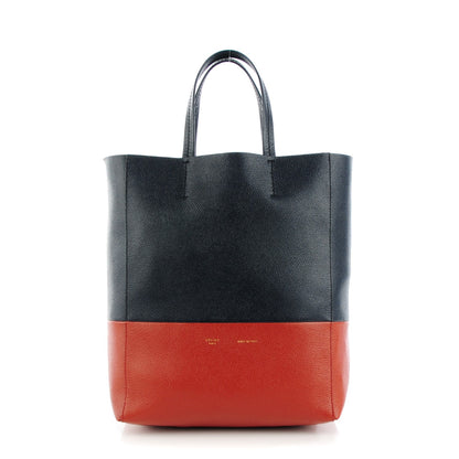 Celine Grained Calfskin Small Vertical Bi-Cabas Navy Red Ochre 1 of 10