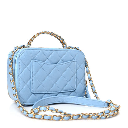 Chanel Caviar Quilted Small Pick Me Up Vanity Case Light Blue 3 of 10