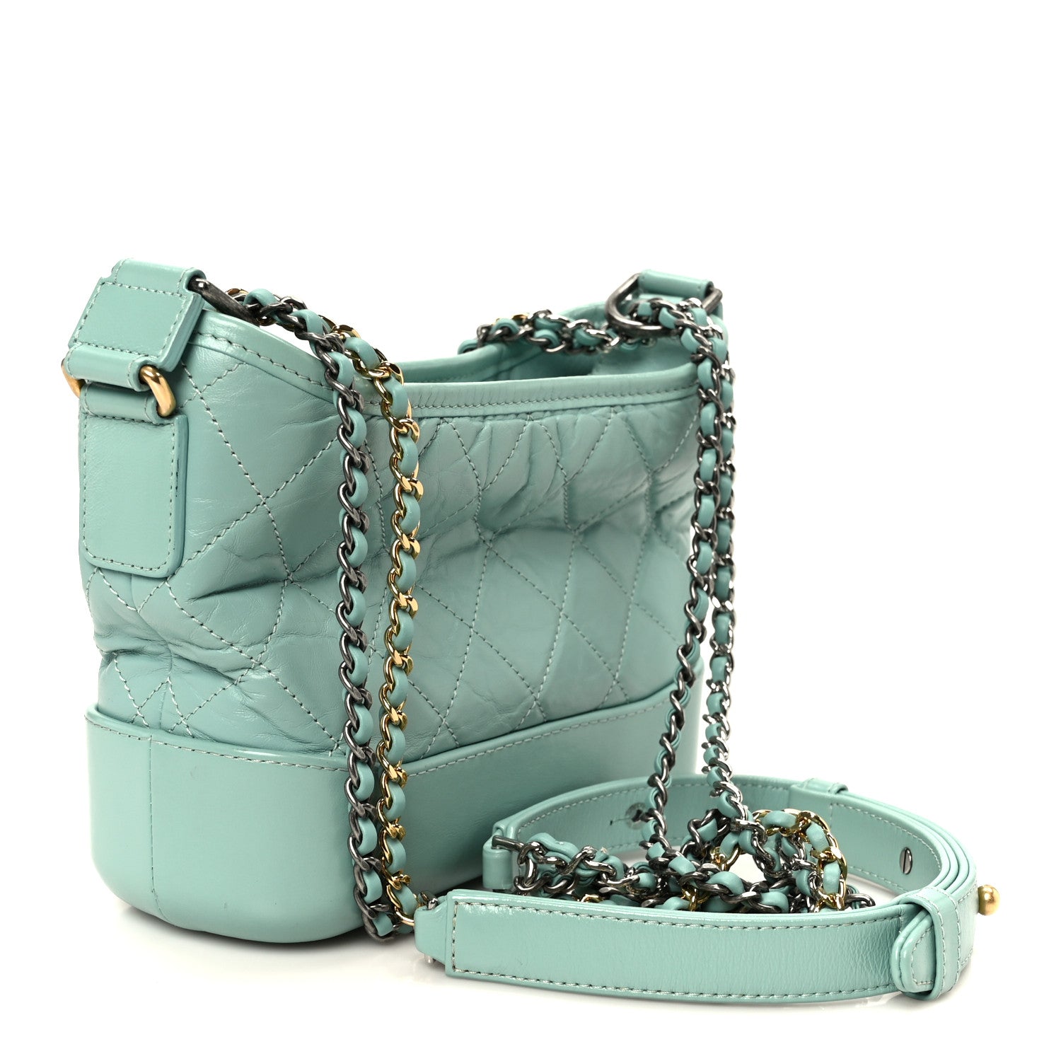 Chanel Aged Calfskin Quilted Small Gabrielle Hobo Green 3 of 10