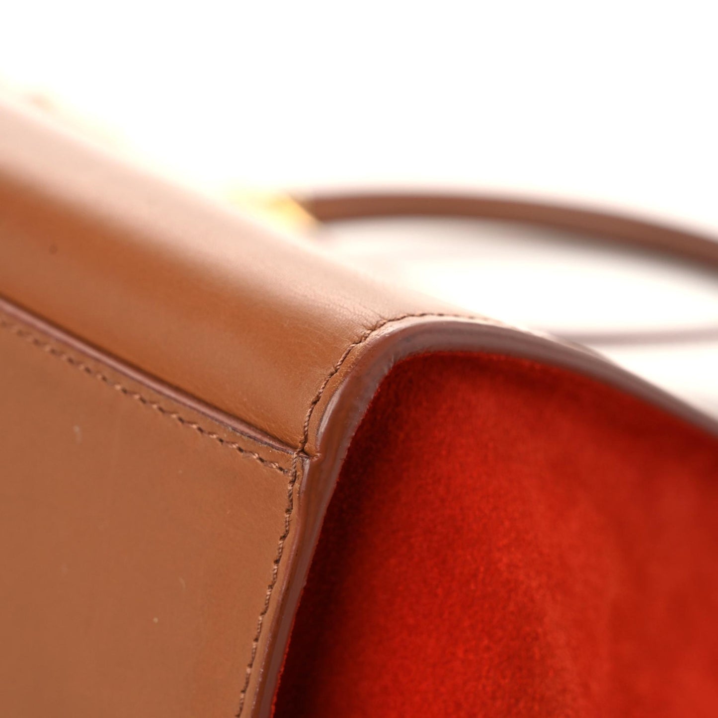 Natural Calfskin Suede Medium Bi-Color Trapeze Beige