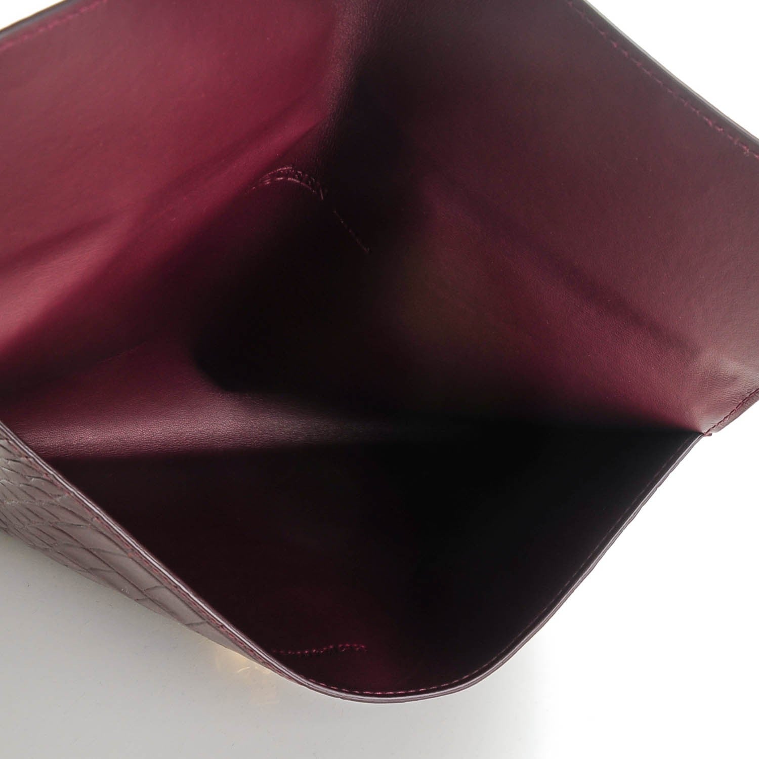 Alexander McQueen Calfskin Crocodile Embossed Skull Envelope Clutch Bordeaux 5 of 8