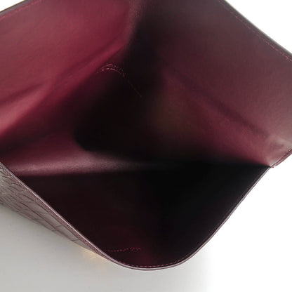 Alexander McQueen Calfskin Crocodile Embossed Skull Envelope Clutch Bordeaux 5 of 8