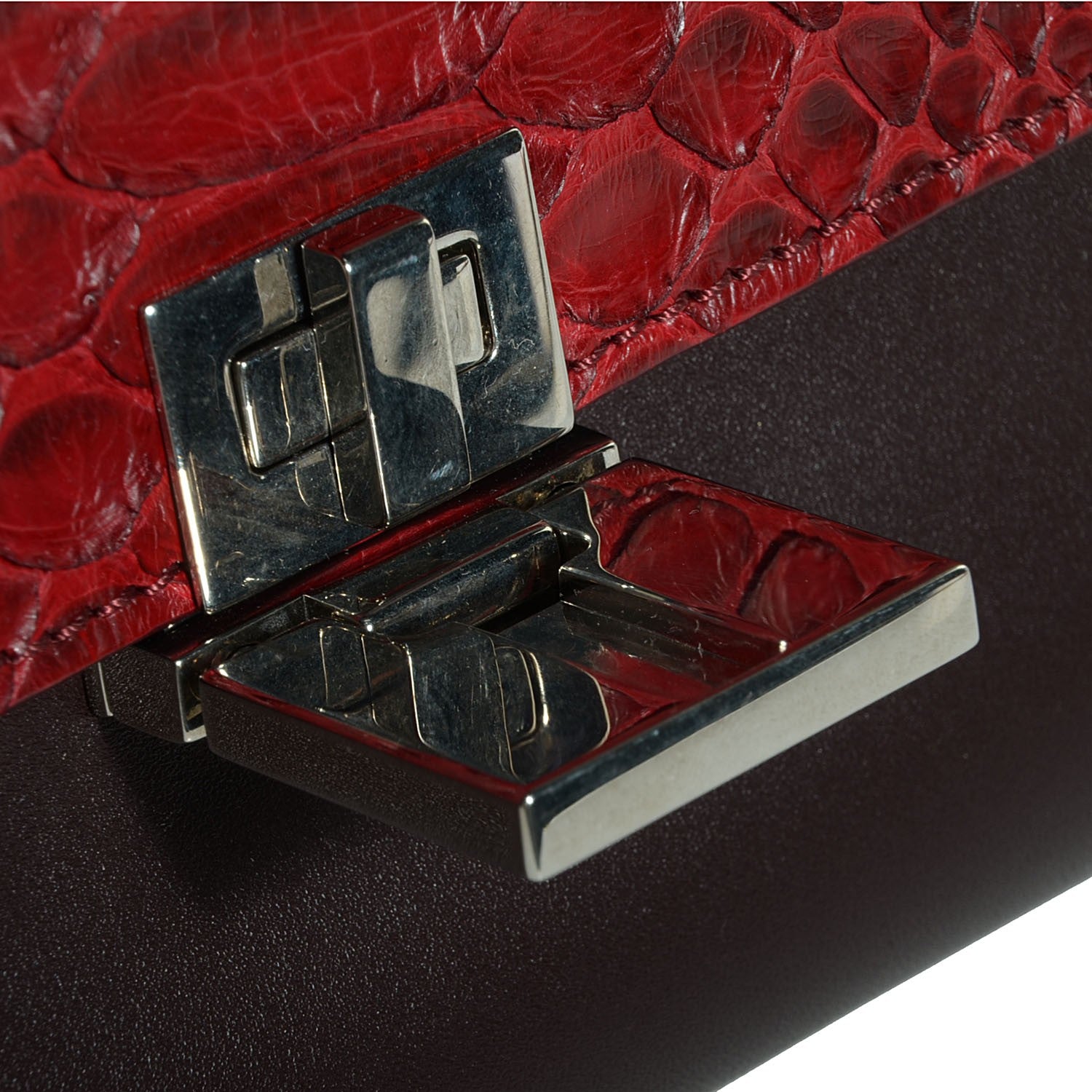 Celine Python and Calfskin Medium Tri-Color Trapeze Wine 6 of 9