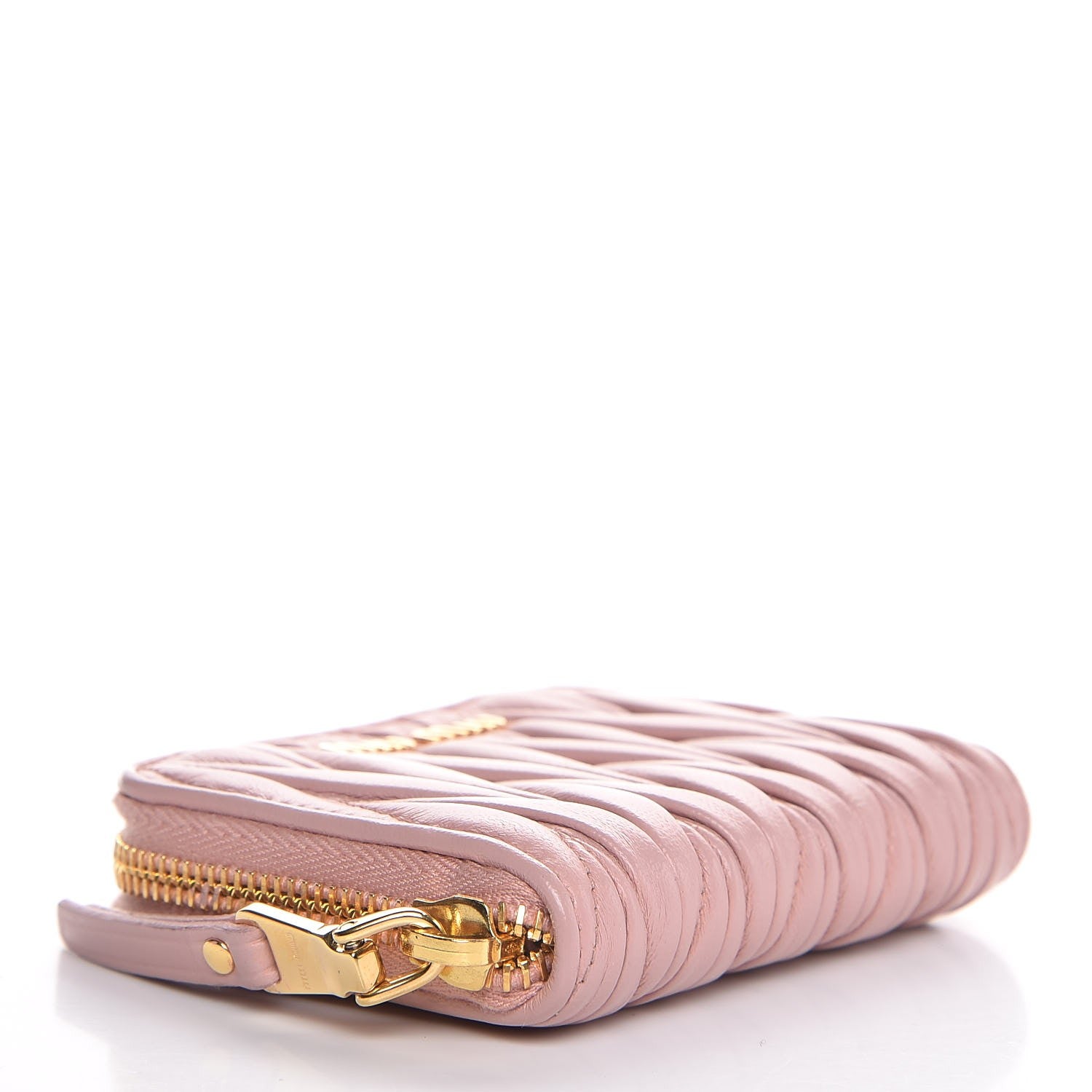 Miu Miu Nappa Matelasse Zip Around Compact Wallet Orchidea 4 of 9