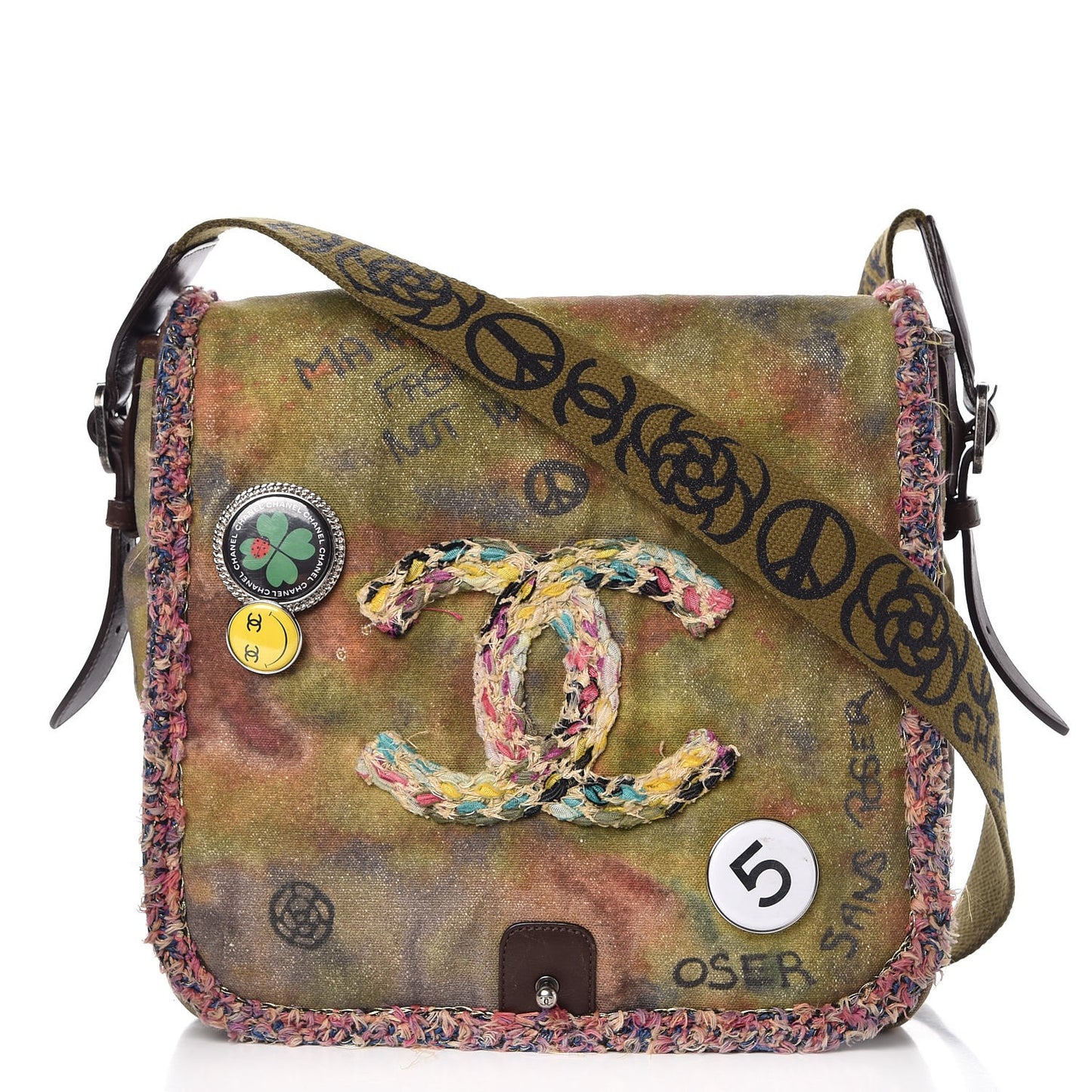 Washed Toile Graffiti On The Pavements Messenger Khaki Multicolor