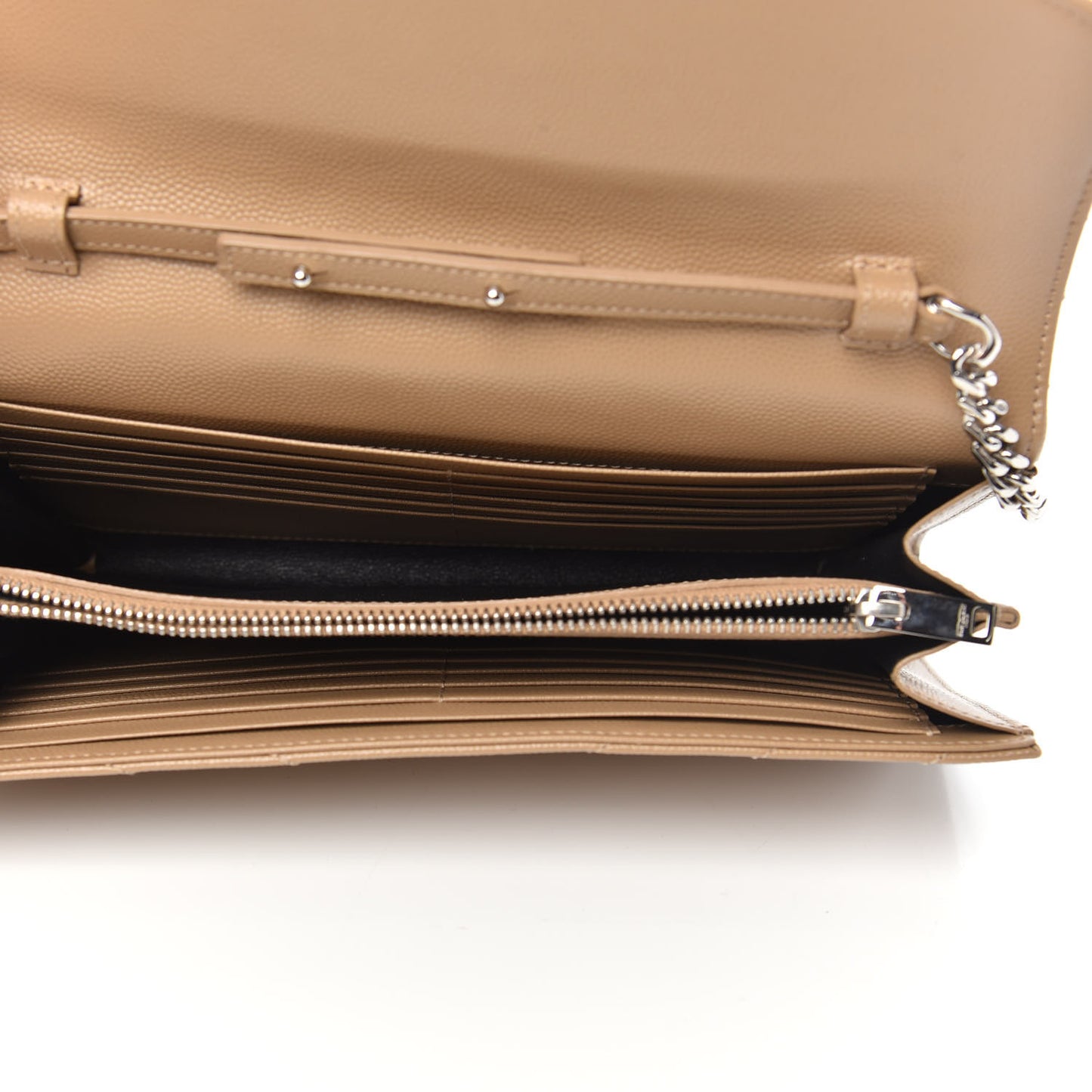 Grain De Poudre Matelasse Chevron Monogram Chain Wallet Dark Latte