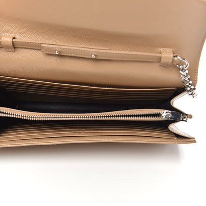 Saint Laurent Grain De Poudre Matelasse Chevron Monogram Chain Wallet Dark Latte 5 of 12