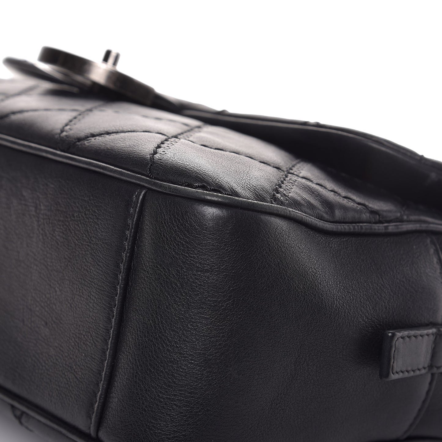 Calfskin Quilted Jumbo Coco Sporran Flap Black