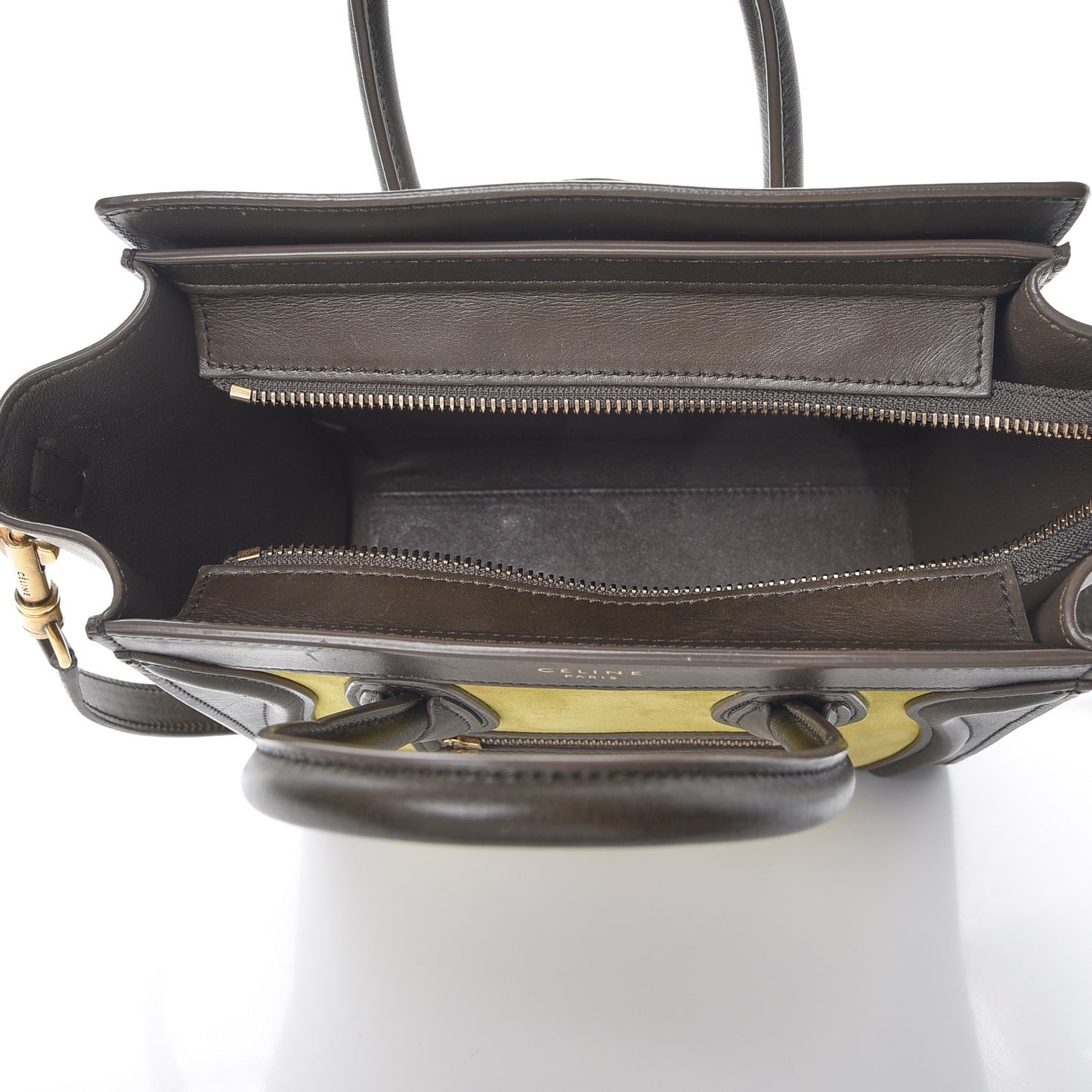 Nubuck Smooth Calfskin Nano Tri-Color Luggage Chartreuse