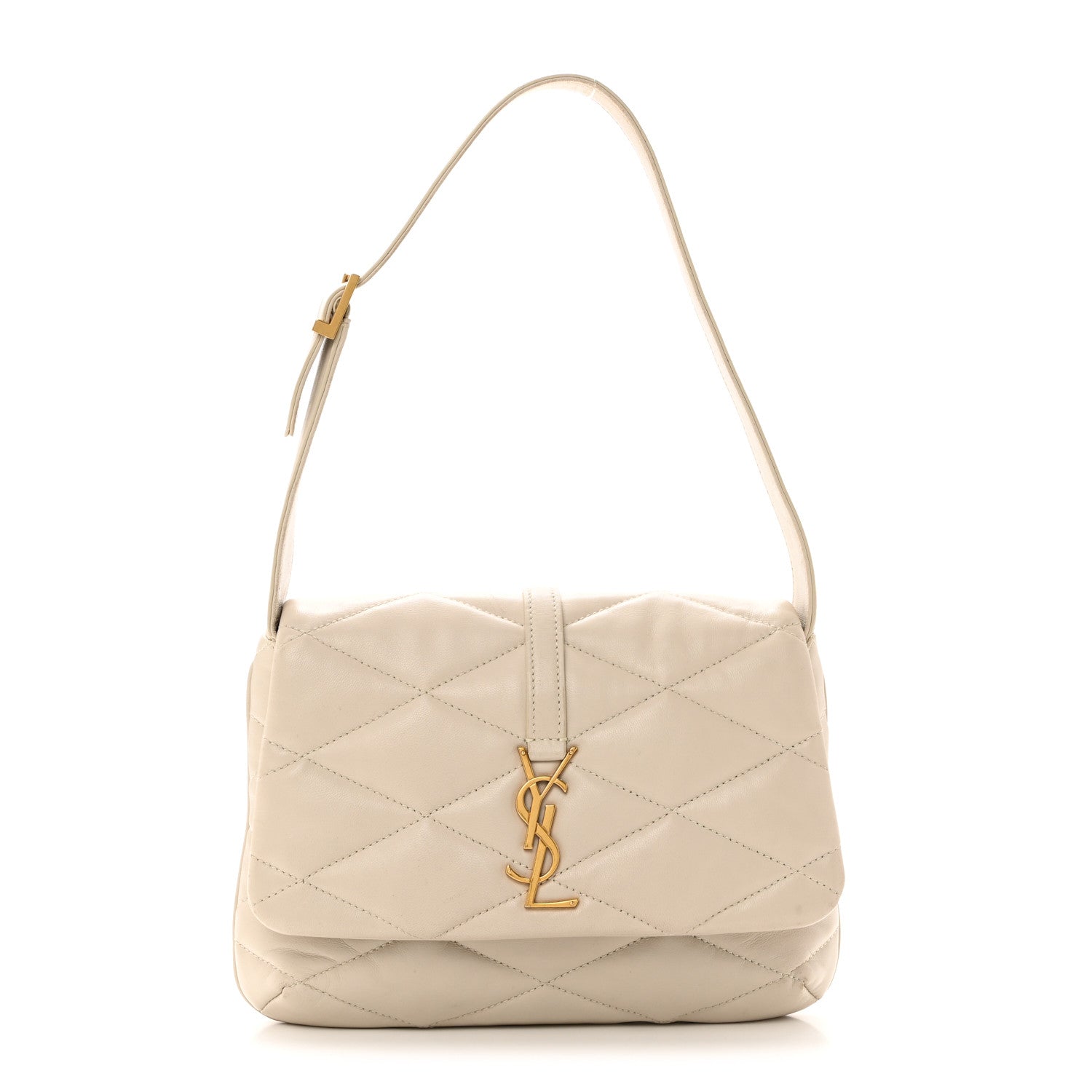 Saint Laurent Lambskin Quilted Le 57 Diamond Shoulder Bag Crema Soft 1 of 13