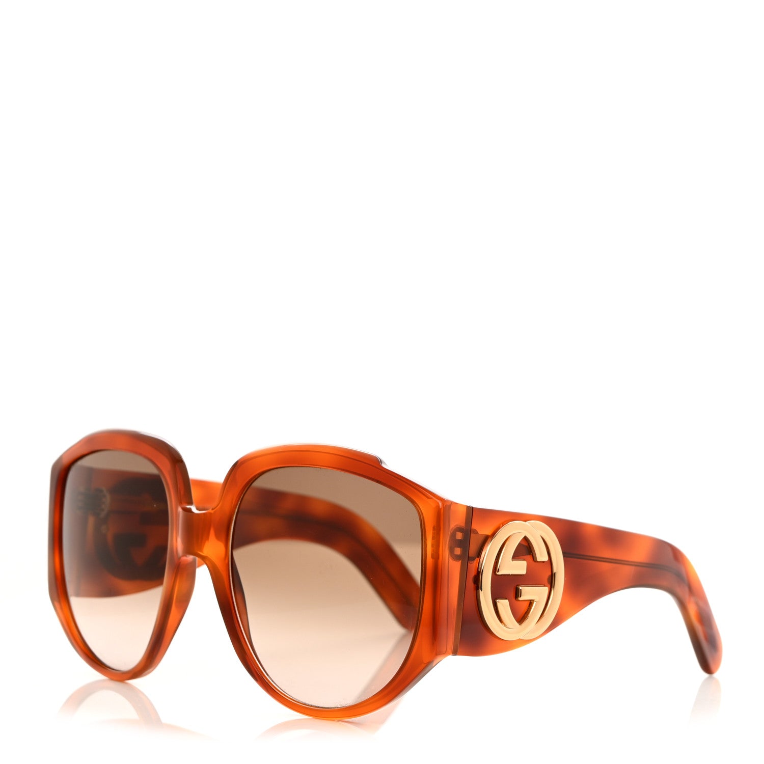 Gucci Acetate Oversized Interlocking GGG0151S Sunglasses Tortoise 1 of 8