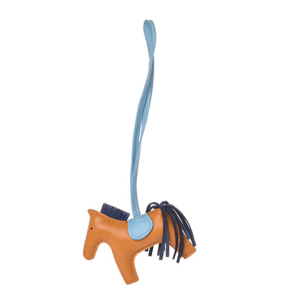 Hermes Milo Lambskin Grigri Rodeo Horse Bag Charm PM Naturel Bouton D'Or Celeste Bleu Saphir 1 of 5