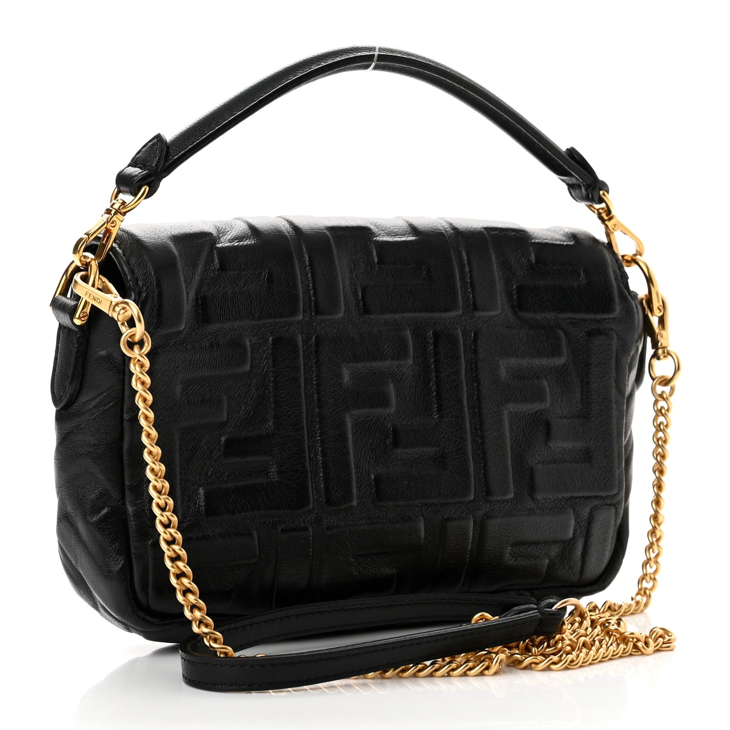 Nappa FF 1974 Embossed Mini Baguette Black