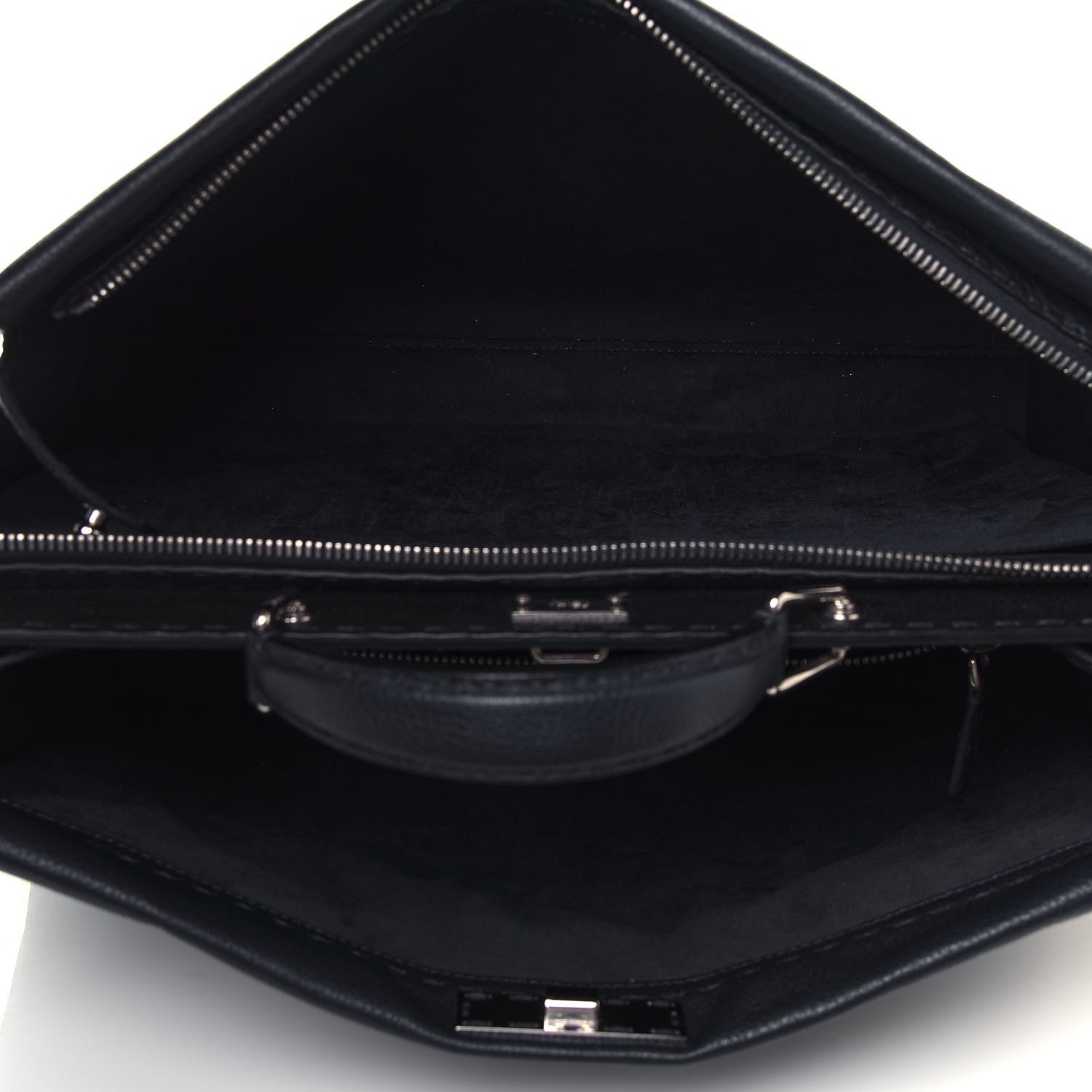 Fendi Cuoio Romano Selleria Bi-Color Large Mens Peekaboo Iconic Essential Satchel Lavagna Black 5 of 13