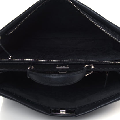 Fendi Cuoio Romano Selleria Bi-Color Large Mens Peekaboo Iconic Essential Satchel Lavagna Black 5 of 13