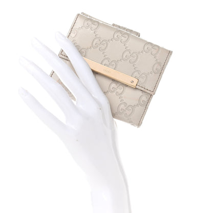 Gucci Guccissima Margaux Calfskin Metal Bar Compact Wallet Mystic White 2 of 8