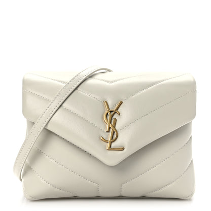 Saint Laurent Calfskin Y Quilted Monogram Toy Loulou Crossbody Bag Crema Soft 1 of 11