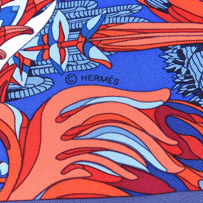 Hermes Silk Fantaisie Botanique Pocket Scarf 45 Bleu Royal Rouge White 3 of 4