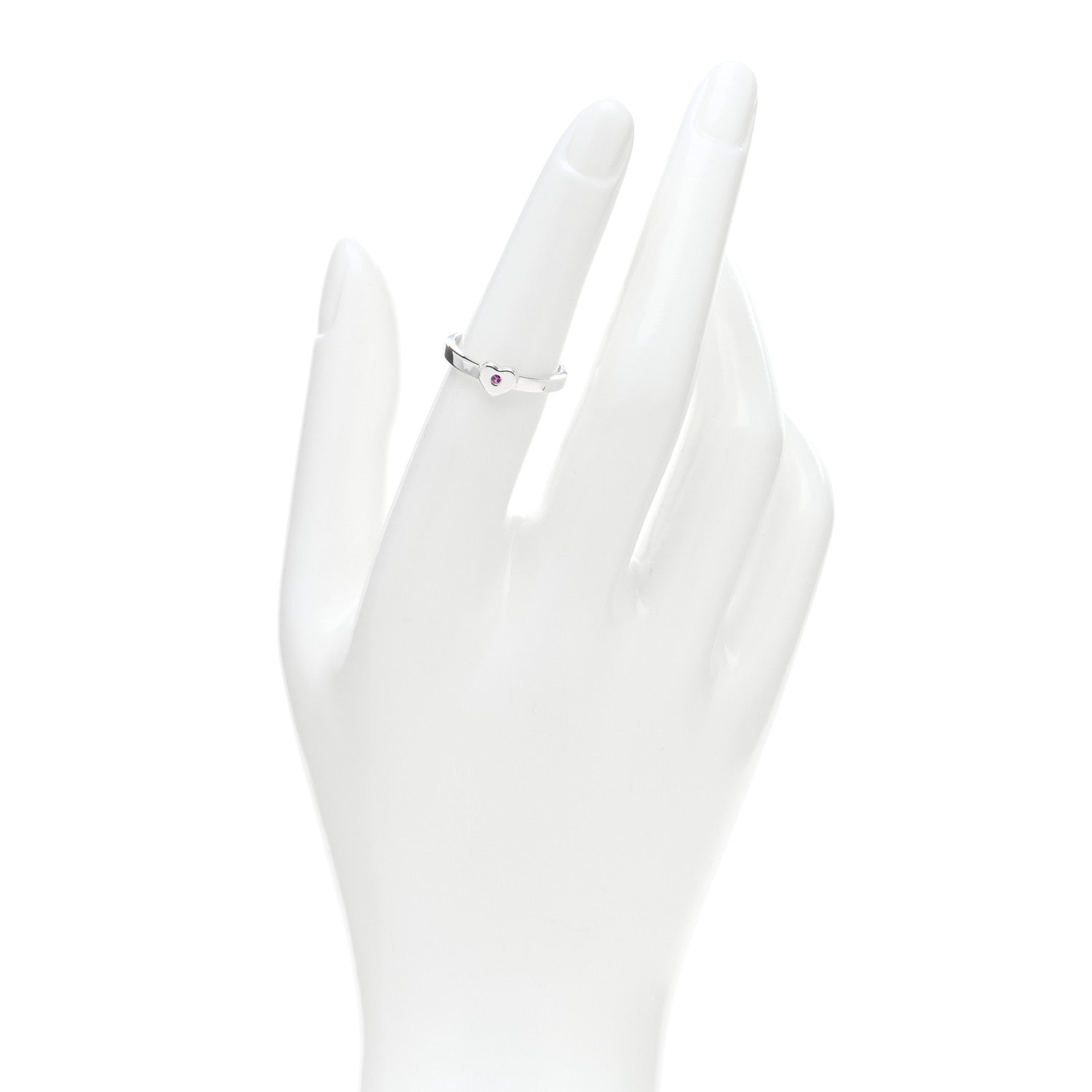 Tiffany Sterling Silver Pink Sapphire Heart Ring 52 6 2 of 4