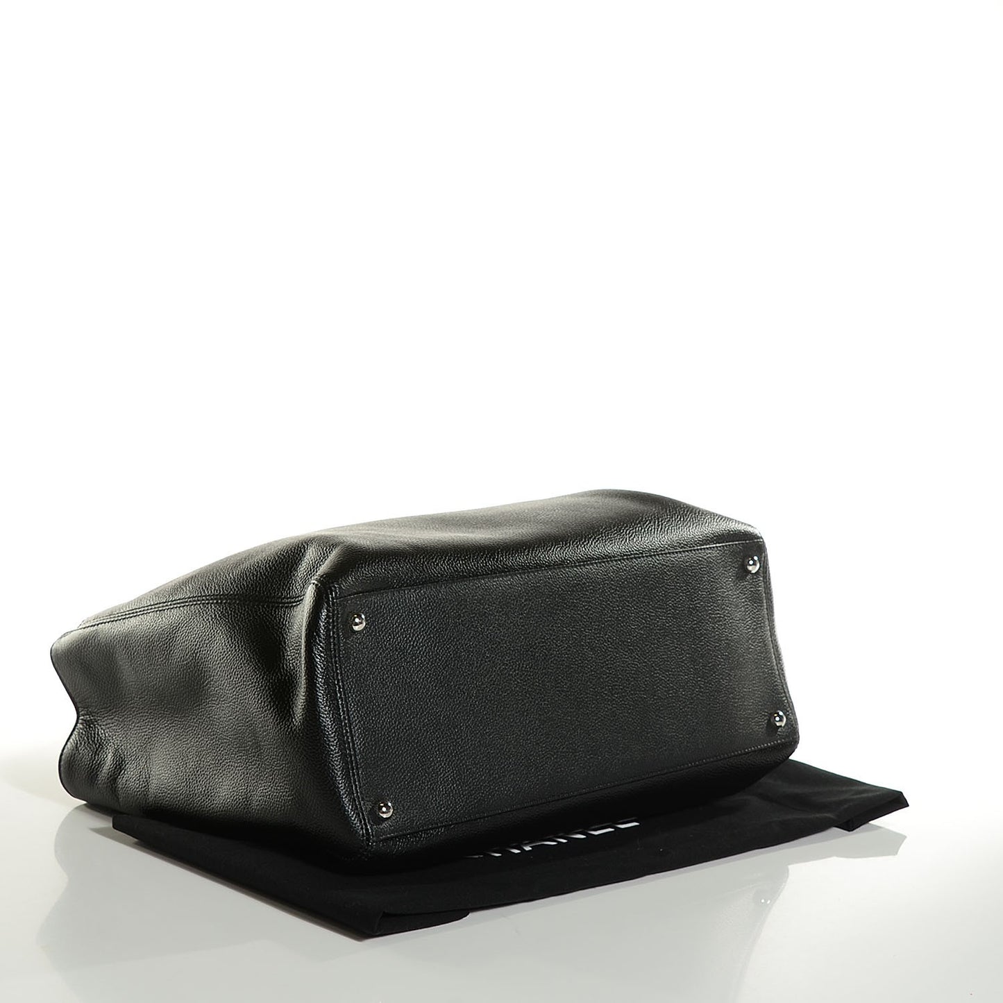 Calfskin Cerf Executive Shopper Tote Black