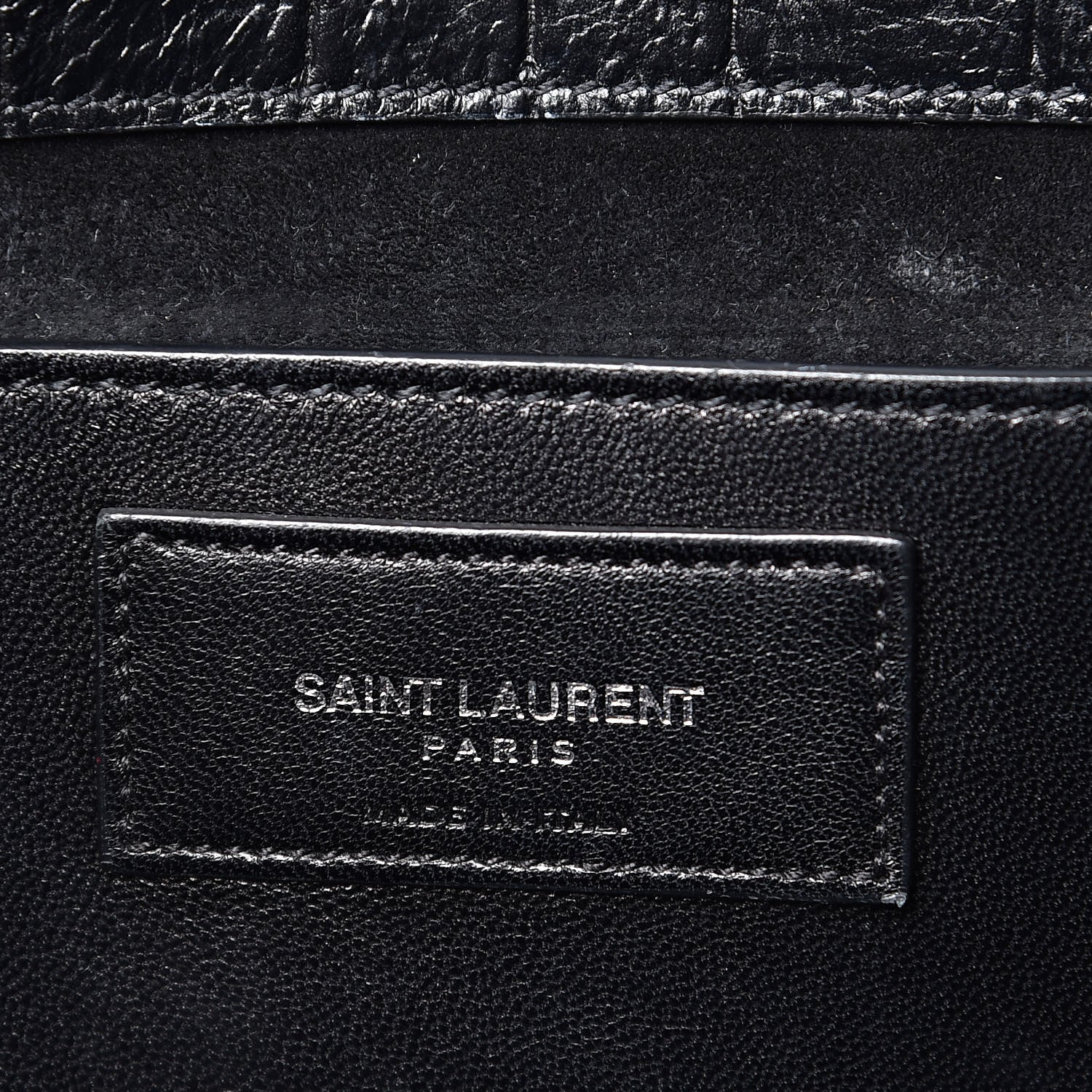 Saint Laurent Calfskin Crocodile Embossed Medium Betty Black 6 of 10