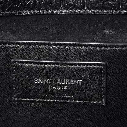 Saint Laurent Calfskin Crocodile Embossed Medium Betty Black 6 of 10