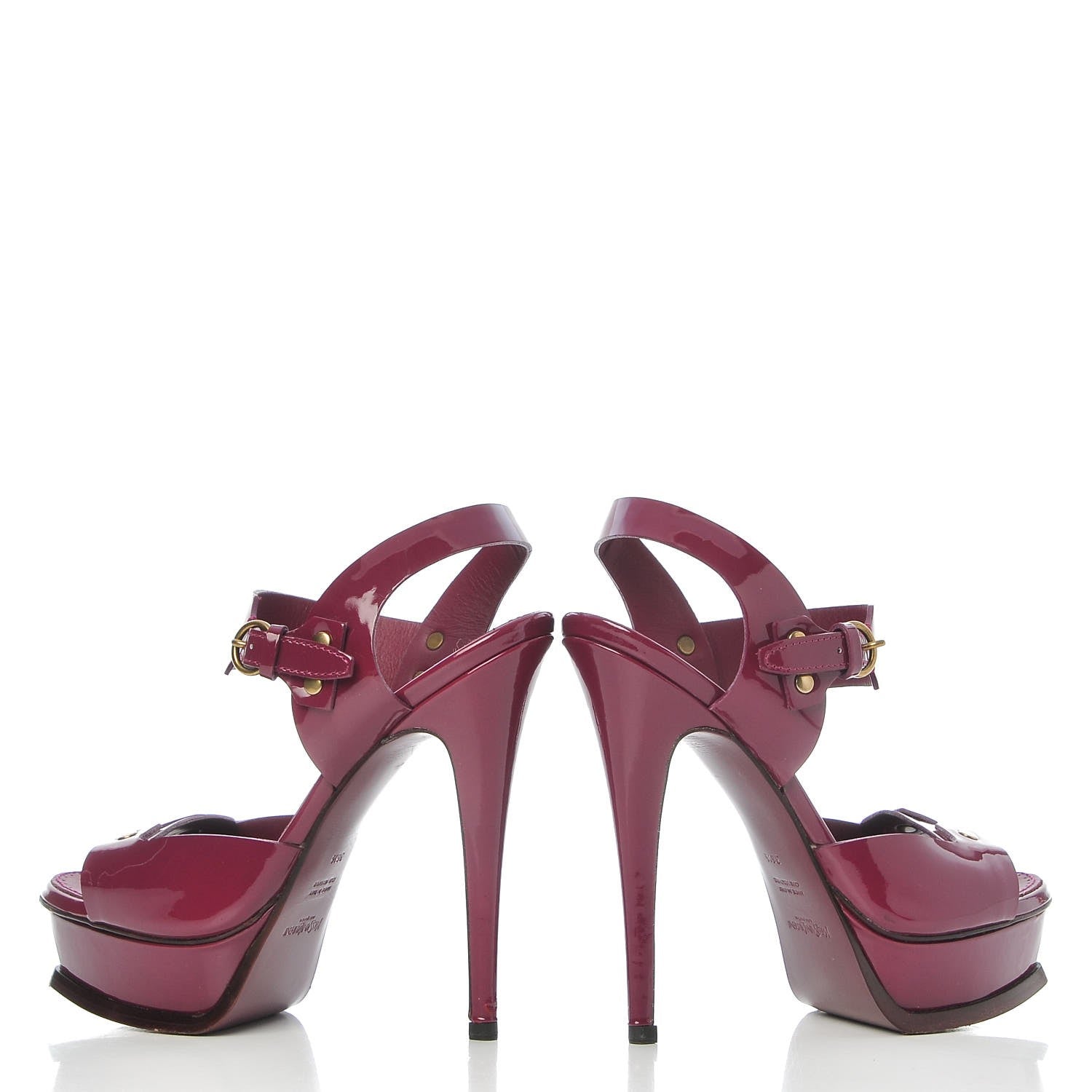 Saint Laurent Patent Tribute Stud Platform Sandals 36.5 Fuchsia 5 of 9