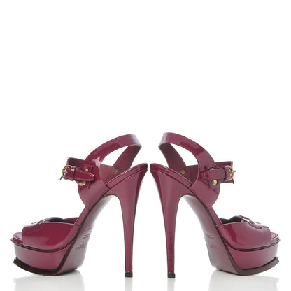 Saint Laurent Patent Tribute Stud Platform Sandals 36.5 Fuchsia 5 of 9