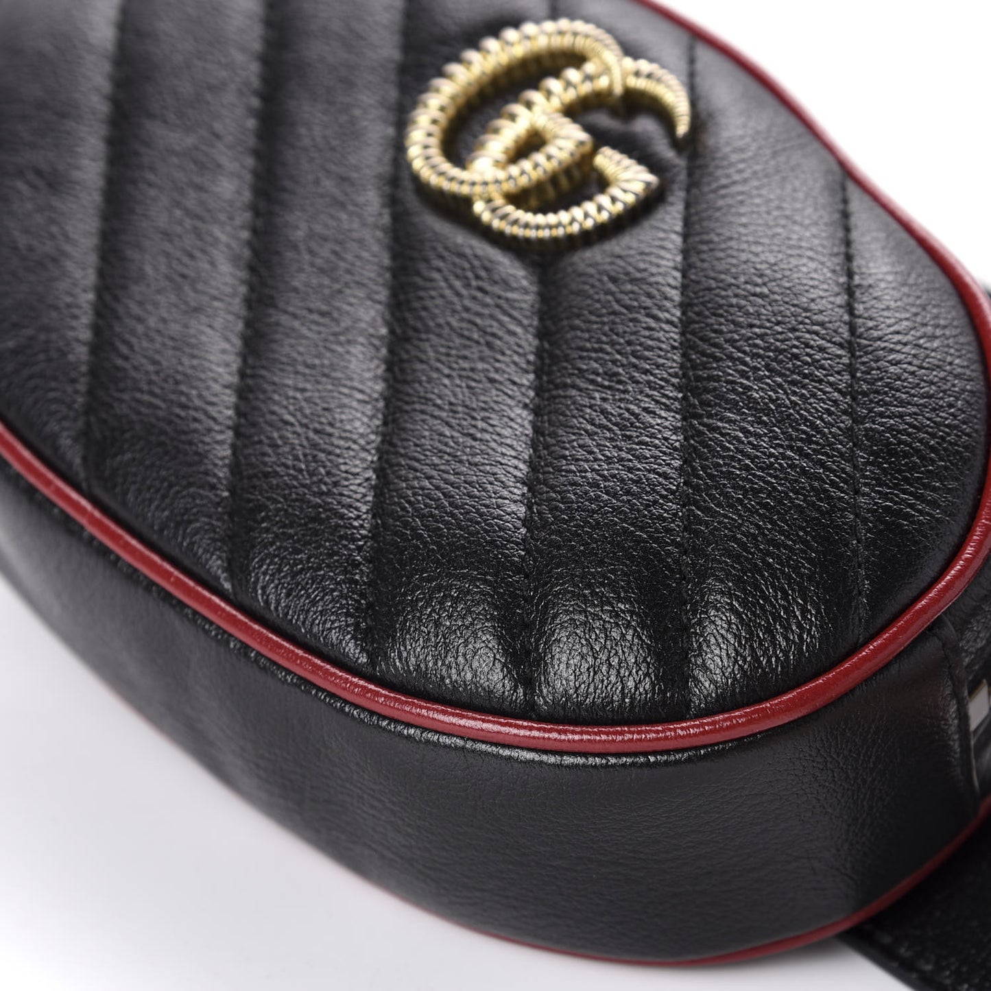 Azalea Calfskin Matelasse Diagonal Torchon GG Marmont Belt Bag 75 30 Black Romantic Cerise