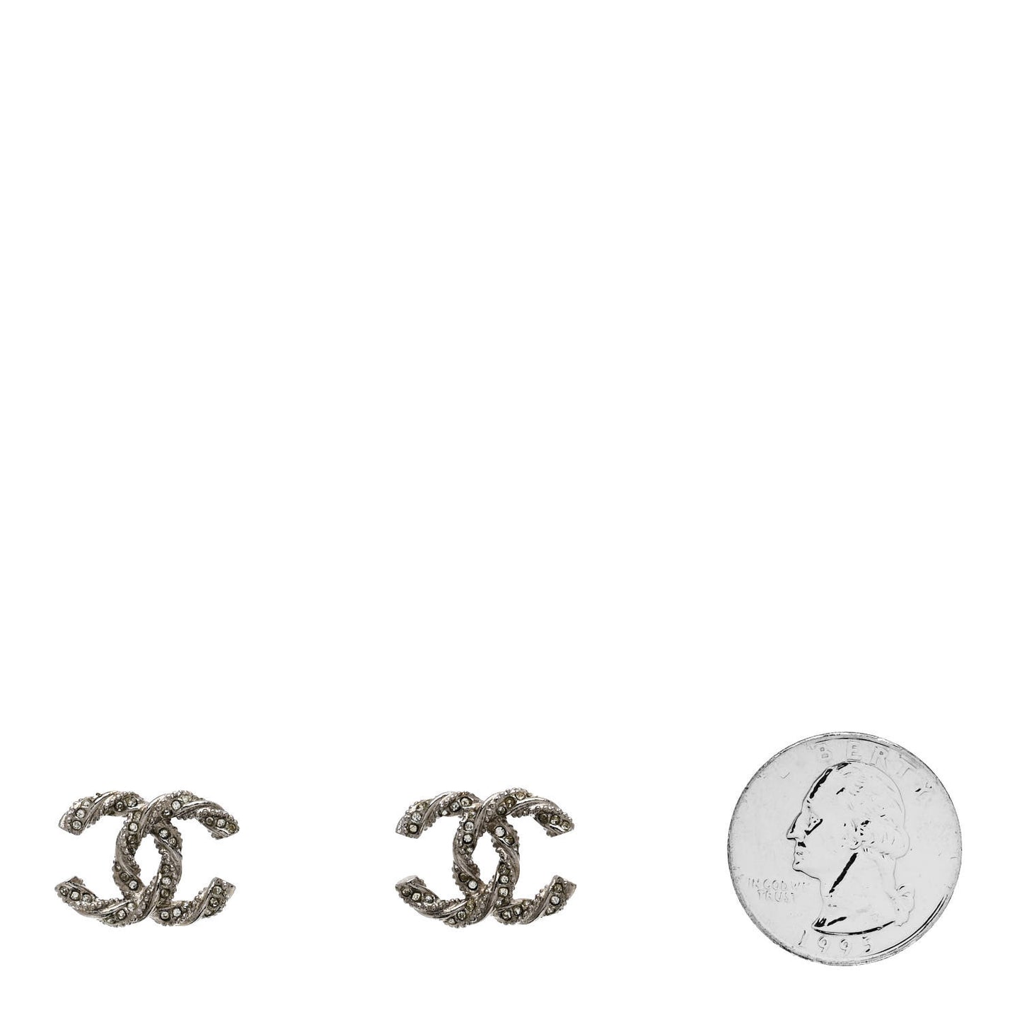 Crystal Twisted CC Earrings Silver