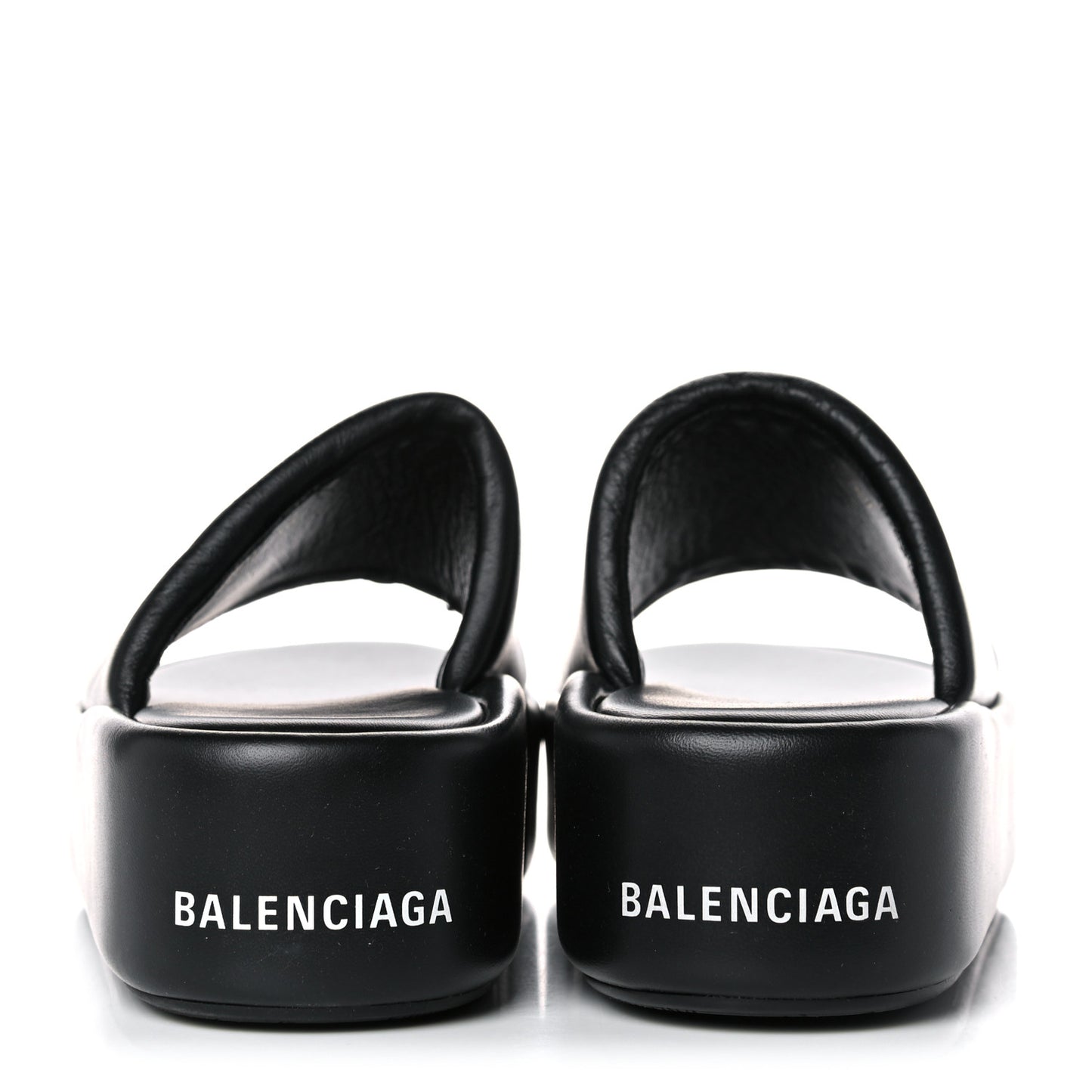 Smooth Nappa Logo Rise Platform Sandals 38 Black White