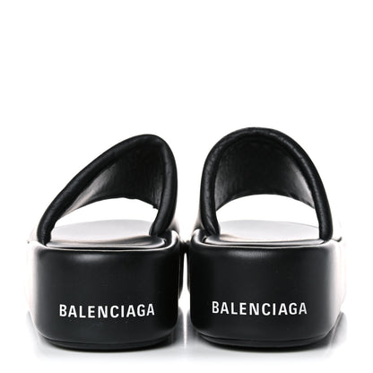Balenciaga Smooth Nappa Logo Rise Platform Sandals 38 Black White 5 of 10
