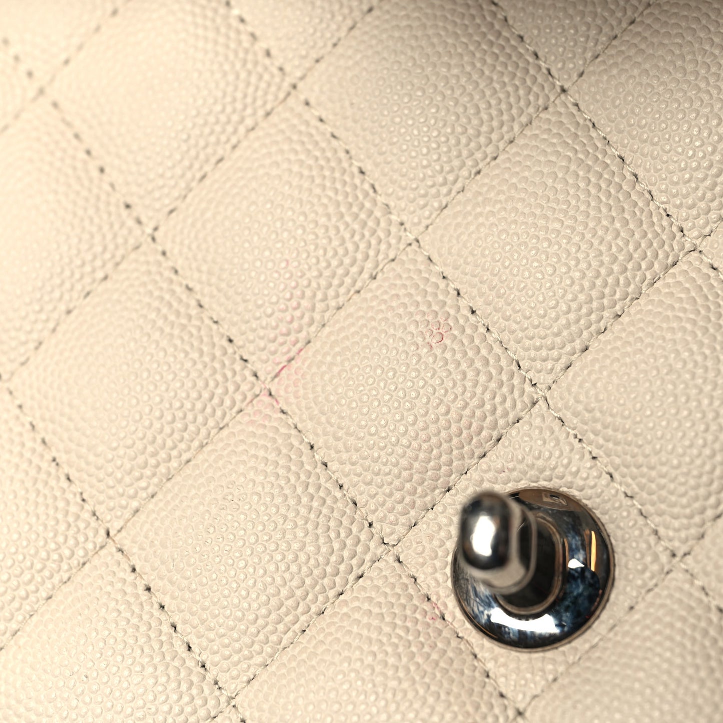 Caviar Quilted Mini Rectangular Flap Light Beige