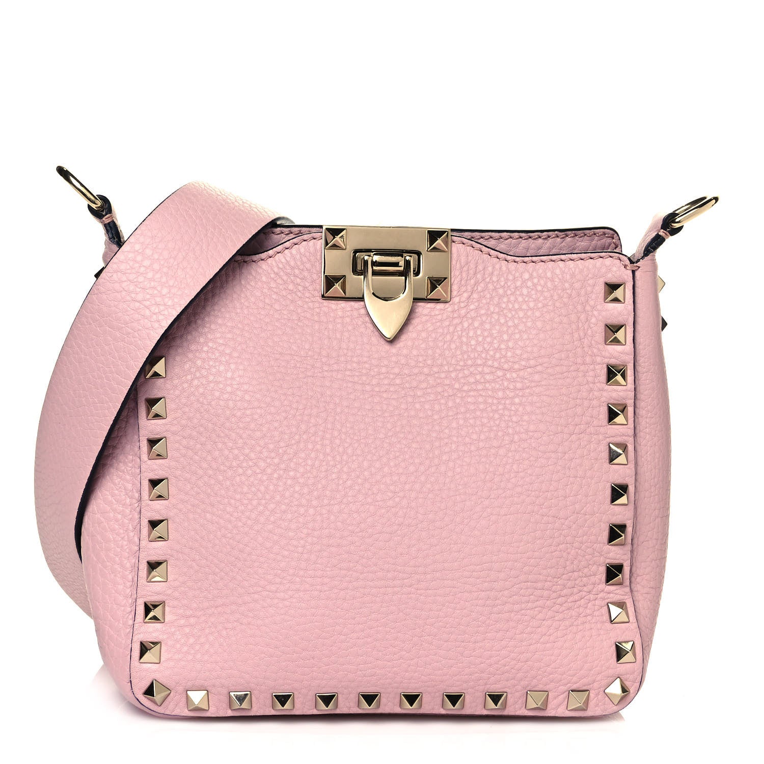 Valentino Garavani Pebbled Calfskin Mini Rockstud Flip-Lock Messenger Bag Water Rose 1 of 9