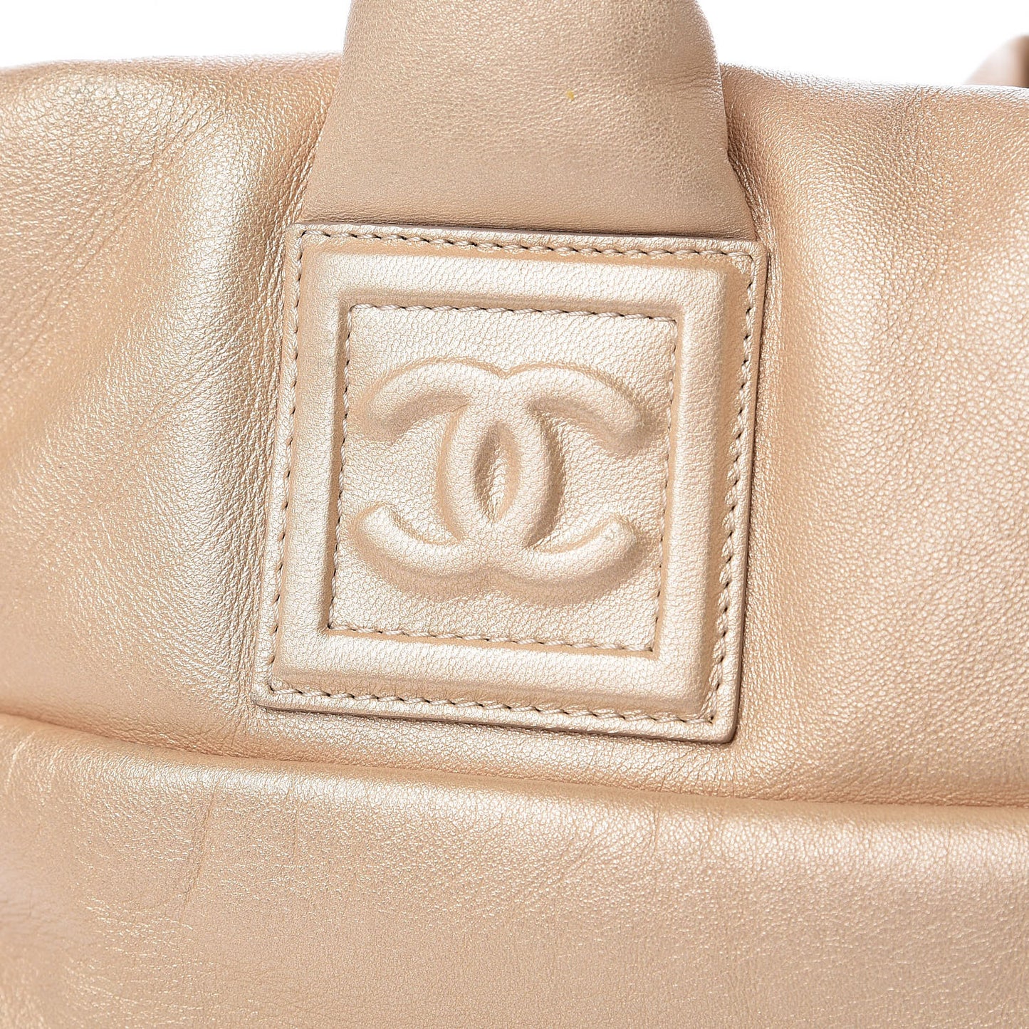 Metallic Lambskin Small Coco Cocoon Reversible Tote Light Gold