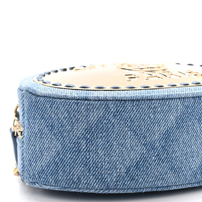 Chanel Denim Printed Chain Clutch Dark Blue 8 of 9